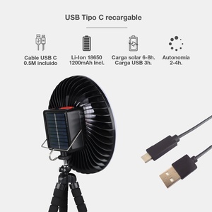 Mini ventilatore solare con luce e treppiede 4W 250Lm (Niaros 300040005) - Product Image 4