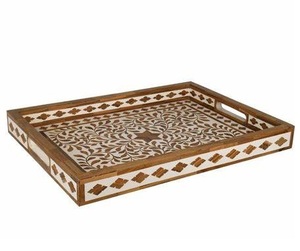 Forme personnalisée plateau de service en incrustation d'os plat de service de restauration rapide hôtel de haute qualité utiliser conception standard en bois décoratif maison - Product Image 4
