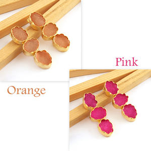 ต่างหูแบบเจาะชุบทอง Druzy,ต่างหูเม็ดเดี่ยวแบบแฟชั่นสำหรับผู้หญิงรูปทรงไข่น้ำตาลทรายแดงธรรมชาติสินค้าขายส่ง - Product Image 5