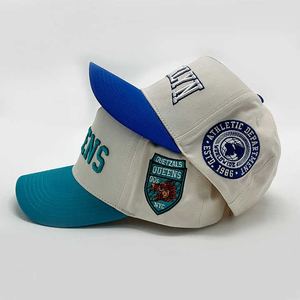 OEM Custom Logo <b>Embroidery</b> Two Tone Baseball Cap 5 Panel Structured Curved Brim a <b>Frame</b> Hat with Hand <b>Embroidery</b> Technique - Product Image 6