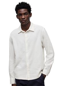 Camisa cómoda de manga larga de marca personalizada sólida arrugada 100% algodón suave y ligera de corte regular de alta calidad para hombre precio al por mayor - Product Image 5