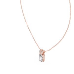 Joyas 18K oro rosa corte radiante solitario colgante collar para mujer - Product Image 6