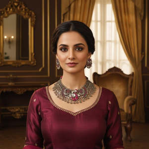 ชุดสร้อยคอแบบออกซิไดซ์ลายชนเผ่ารูบี้ เคมป์ เครื่องประดับสะสมทางวัฒนธรรม - Product Image 2