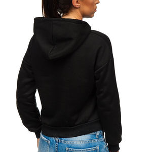 Womens fleece cropped sweatshirt winter stylish <b>drop</b> shoulder comfy hoodie - Product Image 4