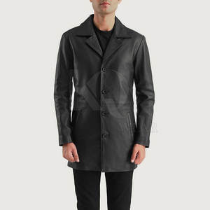 Elegante Gabardina de Cuero para Hombre, Diseño Largo Moderno, Material Premium, Perfecta para la Moda Urbana, Uso Diario en Invierno - Product Image 3