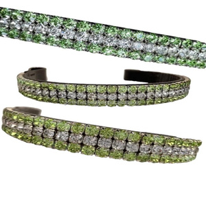 Bande de sourcil en cuir de haute qualité pour cheval, forme droite, strass faits sur mesure, cristaux bling-bling, perles, fait à la main - Product Image 3