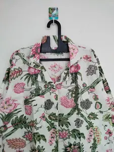 Ensembles de pyjama en coton indien sérigraphie florale Pjs vêtements de nuit d'été faits à la main ensembles de payjama Boho Hippie vêtements de détente ensembles pour femmes - Product Image 4