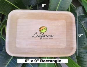 Platos de hoja de palma rectangulares reversibles de 6x5 pulgadas, vajilla reutilizable biodegradable ecológica de hojas de palma caídas naturalmente - Product Image 4