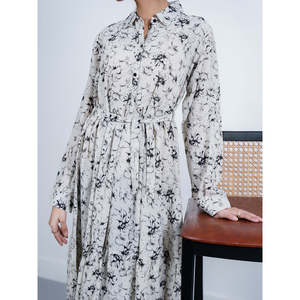 Robe en coton ADAH imprimée, coupe classique, style élégant et décontracté pour femme de bureau, respirante, longueur genou, taille basse, idéale pour les mariages et les fêtes - Product Image 2