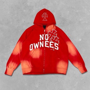 เสื้อฮู้ดผ้าฟลีซระบายอากาศมีซิปเต็มตัวแบบโอเวอร์ไซส์น้ำหนักเบาปักลายสีจางใส่ได้ตามต้องการโลโก้ออกแบบได้ตามต้องการ - Product Image 5