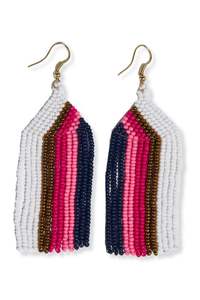 Boucles d'oreilles longues à franges perlées colorées faites à la main pour femmes, personnalisables, par MULTI CRAFT - Product Image 3