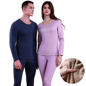 Conjunto de ropa interior térmica ajustada informal para hombre, de lona transpirable, cuello levantado, cierre de cremallera, logotipo frontal bordado, sólido de invierno - Product Image 1