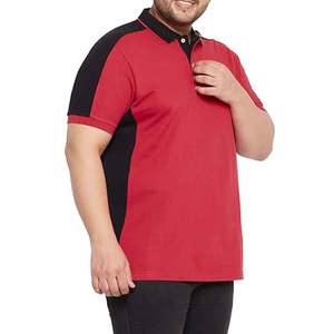 Camisa Roja Personalizada de Corte Regular para Hombre con Rayas Negras en los Hombros, Tejido de Poliéster/Algodón Acanalado para el Cuello, Impermeable y de Secado Rápido - Product Image 4