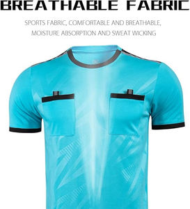 Uniforme de árbitro de fútbol para hombre de alta calidad transpirable de secado rápido superventas manga corta 100% poliéster hecho en Pakistán - Product Image 3