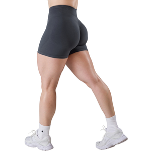 Shorts Deportivos de Cintura Media para Mujer, Color Gris Oscuro, Sin Costuras, Elásticos, de Compresión, para Entrenamiento, Fitness, a Prueba de Sentadillas - Product Image 6