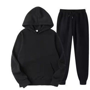 Unisex High Quality Custom Logo Solid Autumn Tracksuits Soft Breathable Spandex-<b>Polyester</b> <b>Hoodie</b> Sweatsuit Sets for Men & Women - Product Image 1
