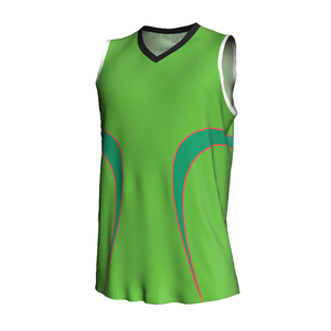 Camiseta de Baloncesto sin Mangas para Hombre, Verde, Cuello en V, Absorbe la Humedad, Estampado Sublimado, Corte Regular, para Todas las Temporadas - Product Image 1