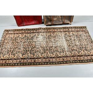3.3x6.8 ft Vintage Rug, <b>Brown</b> Solid Turkish Rug <b>Wool</b> - Product Image 3