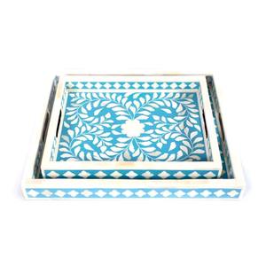 Plateau carré vintage en bois émaillé avec imprimé feuille Plateau de service inspiré de la nature pour la décoration intérieure apportant l'extérieur à l'intérieur - Product Image 4