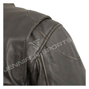 Blouson en cuir de moto pour homme, en cuir de vache véritable, lisse, avec poches poitrine, fermeture éclair, coupe-vent respirant, hiver - Product Image 5