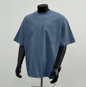 T-shirt pour homme 100% coton Logo personnalisé Desgin Rib O-neck Oversize Drop Shoulder Streetwear T-shirt vierge pour homme coupe ample - Product Image 2