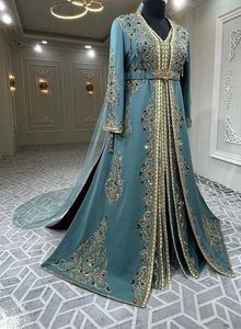 HERMOSO E IMPRESIONANTE-BORDADO EN GRIS-Caftán con CUENTAS DE CRISTAL EMBELLECEDADAS, PIEDRA, TRABAJO DABKA para Fiestas/Bodas = 2024 - Product Image 2