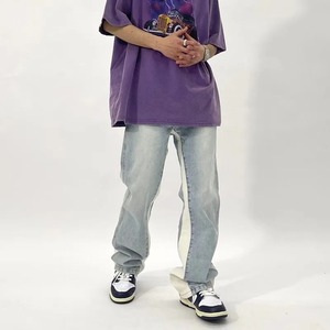 กางเกงยีนส์ขาบานสำหรับผู้ชาย, กางเกงยีนส์ขายาวย้อนยุคงานเย็บปะติดผ้าแฟชั่นใหม่2025 - Product Image 3