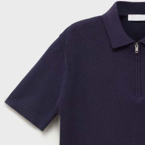 Polo d'été à demi-fermeture à glissière en coton grande taille pour hommes T-shirt en jersey respirant à manches courtes de couleur unie - Product Image 4