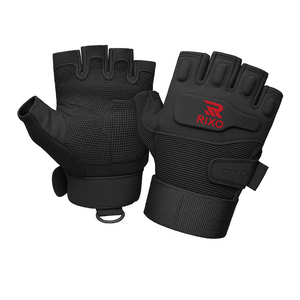 Rixo Enterprises Leather Lace-Up Weight <b>Lifting</b> <b>Gloves</b> Half Finger Lightweight Breathable for Gym & Outdoor Fitness Training - Product Image 1