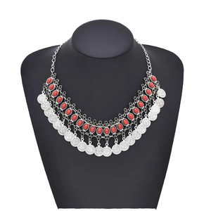 สร้อยคอเหรียญเงินทรงเรขาคณิตสไตล์วินเทจโบโฮ ถักด้วยเชือกไหมสีดำแบบดั้งเดิม สร้อยคอชนเผ่า สร้อยคอแฟชั่นสไตล์ชาติพันธุ์ สำหรับงานปาร์ตี้ เครื่องประดับอิสลาม - Product Image 2