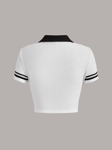 Haut de yoga respirant pour femmes CropTop T-shirt à manches courtes pour la course Hauts de sport Chemise d'entraînement pour femmes - Product Image 2