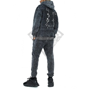 Chándales de lavado ácido para hombre de algodón pesado 100% del fabricante OEM, diseño personalizado, conjuntos de ropa de calle de dos piezas de invierno de talla grande - Product Image 2