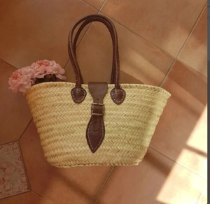 Sac en paille fait main, Panier français, Panier de marché français, Sac de plage, Panier marocain fait main - Product Image 1