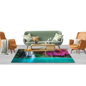 Tapis Paysage Lac Cascade : Tapis d'intérieur antidérapant imprimé nature, tapis fin non tissé - Product Image 3