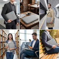 Housse d'ordinateur portable minimaliste grise personnalisée 14 pouces, étui de protection fin pour ordinateur portable avec poche pour accessoires pour les professionnels