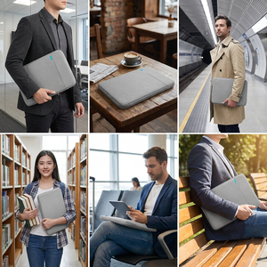 Custom Grey Minimalist <strong>Laptop</strong> Sleeve 14 Inch Slim Computer Cover <strong>Protective</strong> <strong>Laptop</strong> <strong>Case</strong> With Accessory Pocket for Business - Product Image 3