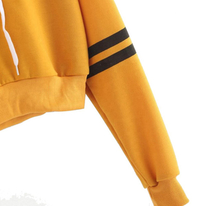 Sweat-shirt à capuche court pour femmes, mode décontractée, pull-over, sweat-shirt à manches longues, sweat-shirt à capuche avec logo personnalisé OEM, fournisseur en gros - Product Image 3