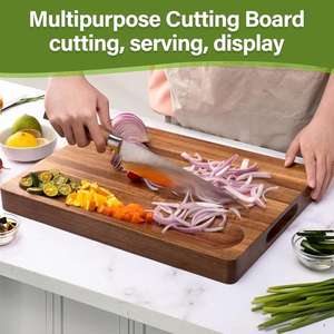 Tabla de cortar Rectangular respetuosa con el medio ambiente, Picnic, Camping, usos, venta al por mayor, tabla de cortar de madera de Acacia Real con impresión de logotipo - Product Image 4