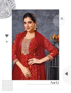 Georgette douce exclusive avec imprimé Bandhani et broderie de paillettes Pantalon Kurti et fabricant Dupatta de Surat - Product Image 5