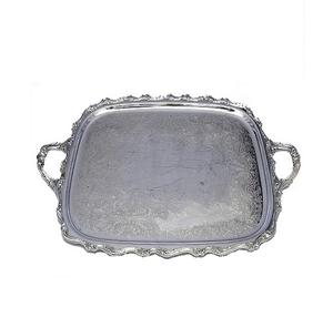 Plateau en laiton avec sculpture et motif de feuille de conception de fleur avec blanc antique poli pour le dîner et le cadeau - Product Image 6