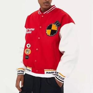 Chaqueta universitaria unisex de alta calidad con cuello levantado para hombre, Chaqueta de manga de cuero con estampado personalizado y bordado de letras, venta al por mayor - Product Image 5