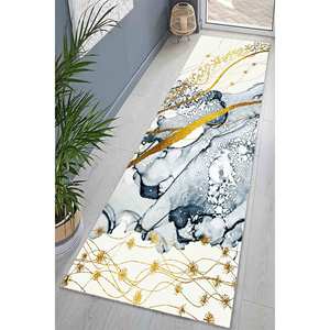 Alfombra de Lujo con Estampado de Mármol Gris para Decoración de Dormitorio y Cocina, Alfombra Delgada No Tejida - Product Image 4