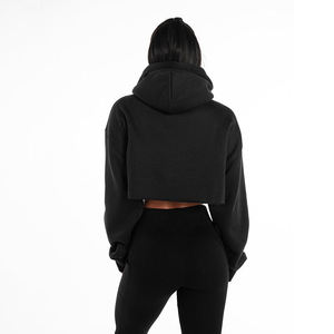 Top corto de cuello redondo de gran tamaño de alta calidad OEM, sudaderas de lana transpirables para mujer, Sudadera corta de manga larga para Yoga y Fitness - Product Image 4