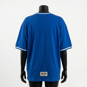 Camiseta Oversize para Mujer, 230 GSM, Algodón Grueso, Azul, con Estampado Gráfico, Cuello Acanalado, Logotipo Personalizado - Product Image 3