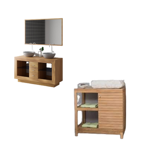 Wholesale Solid Wood Floor Mounted Modern Design Eco-friendly Waterproof Bathroom Vanity Cabinet Made Indonesia High Quality - Product Image 3