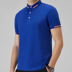 High Quality Luxury Men's Spandex/Cotton for <b>Shirt</b> Solid Quick Dry Custom Embroidery Logo Front Position Short Sleeve <b>Gothic</b> - Product Image 2