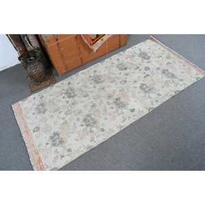 พรมตุรกีขนาด 2.9x6.2 ฟุต, พรมวินเทจ, พรมสีเทาขาวไล่เฉด - Product Image 2