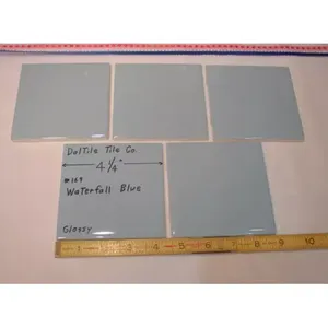 Daltile, juego de 5 piezas, azulejo cuadrado de cerámica azul cascada brillante de 4-1/4 \ "para sala de estar, nuevos azulejos interiores de ladrillo refractario azul claro - Product Image 1