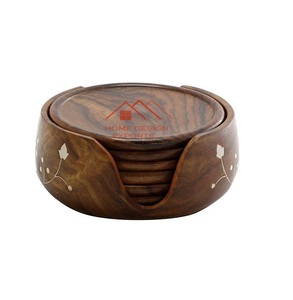 Posavasos de estilo clásico para decoración de mesa y utensilios de cocina Juego de posavasos de diseño cuadrado de madera oscura - Product Image 6