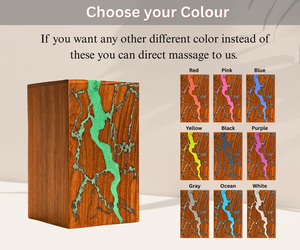 Handcrafted Wooden Cremation Urn Resin Inlay Personalized Memorial <b>Keepsake</b> - Product Image 2